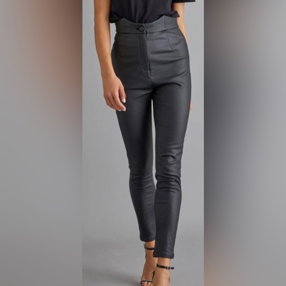 NWT Retrofete Tally High Rise Vegan Leather Pant in Black - Size XS